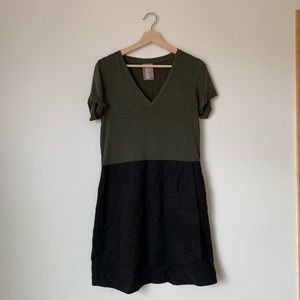Olive green and black dress
